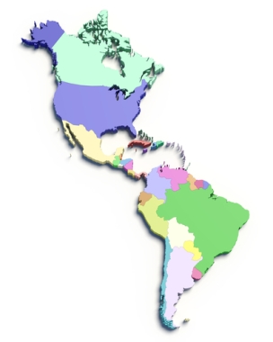 O continente americano é dividido regionalmente obedecendo a diferentes critérios