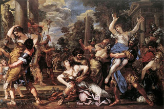 Tela que retrata o Rapto das Sabinas, produzida por Pietro de Cortona (1596-1669) durante o Renascimento