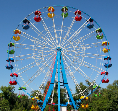 Momento de inércia é uma propriedade dos corpos em movimento circular, como a roda gigante de um Parque de Diversões