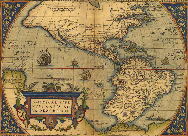 Mapa da América feito por Abraham Ortelius em 1570.