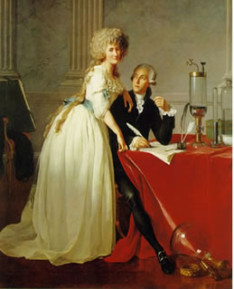 Lavoisier e sua esposa Marie que o auxiliava em seus experimentos