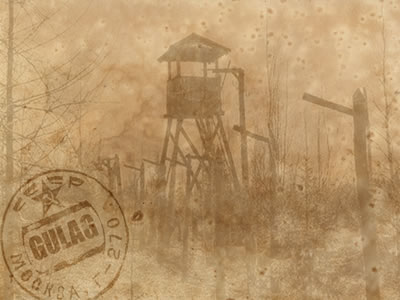 Imagem retratando uma torre de observação de um gulag