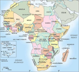 Mapa do continente africano