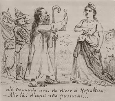 Charge de Angelo Agostini (1843-1910) sobre Antônio Conselheiro, publicada na Revista Ilustrada, em 1896