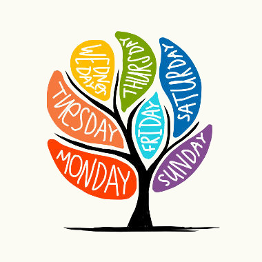 Monday, Tuesday, Wednesday, Thursday, Friday, Saturday and Sunday. / Segunda, Terça, Quarta, Quinta, Sexta, Sábado e Domingo