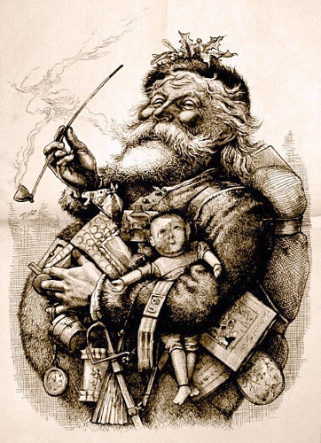 Caricatura do Papai Noel, feita por Thomas Nast (1840-1902), para a revista Harper's Weekly.