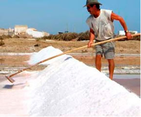 Com a evaporação das águas das salinas, obtém-se o sal que sofre cristalização