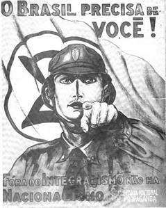 Cartaz integralista convocando para o movimento nacionalista