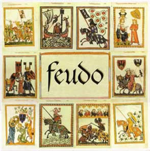 Ilustração contendo os principais personagens do Regime Feudal: os suseranos e os vassalos.