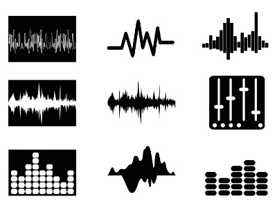 Diferentes ícones de representação de ondas sonoras